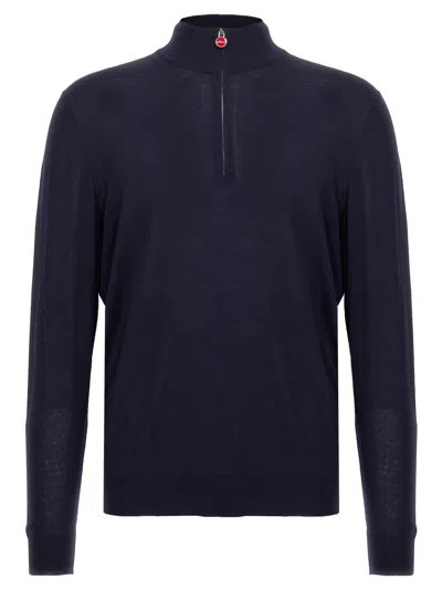 Kiton 14 Micron Cardigan In Navy Blue