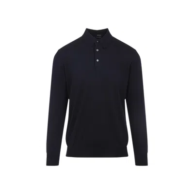 Kiton Navy Blue Long Sleeves Polo