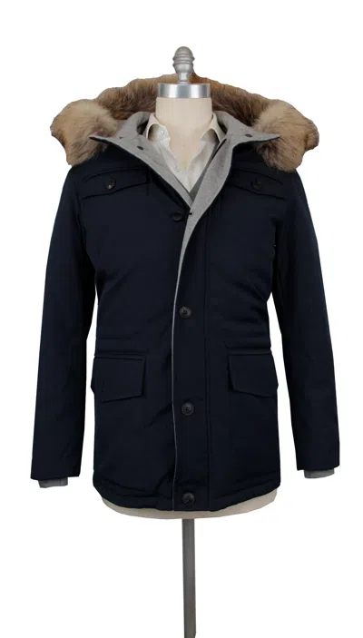 Pre-owned Kiton Navy Blue Polyester Solid Parka - (kt220242)