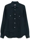 Kiton Collared Shirt With Pockets And Long Sleeves In Blue