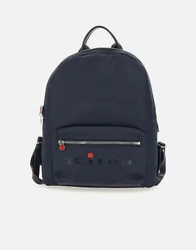 Pre-owned Kiton Navy Blue Sporty Backpack With Leather Details