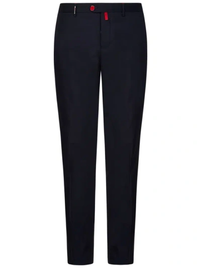 Kiton Navy Blue Wool Tailored Trousers In Black