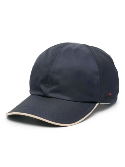 Kiton Logo-embroidered Gabardine-weave Hat In Blue