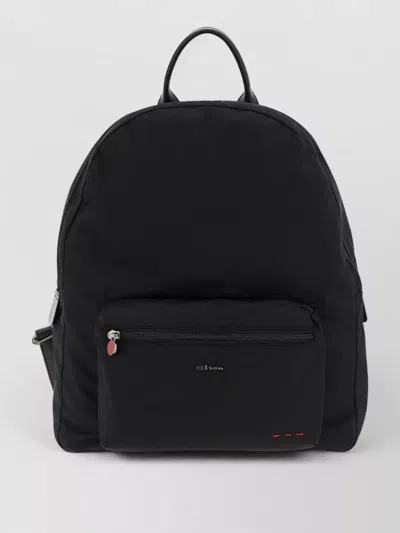 Kiton Nylon Backpack Top Handle Adjustable Straps In Black