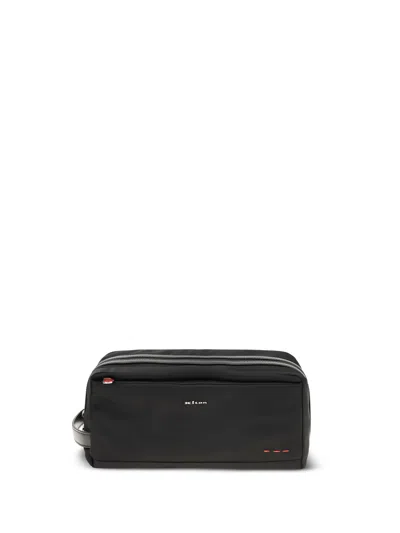 Kiton Nylon Beauty Case Top Handle Bag In Black