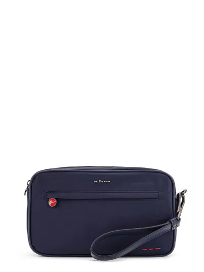 Kiton Nylon Clutch Bag With Iconic Logo Embroidery