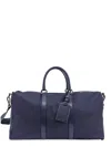 Kiton Nylon Duffel Bag With Leather Inserts In Blue