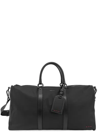 Kiton Nylon Duffle Bag With Leather Inserts In Black