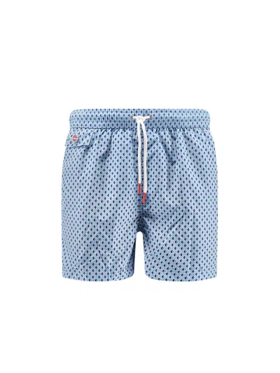 Kiton Pocket Patterned Beachwear In Blue