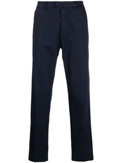 Kiton Off-centre Button Straight-leg Trousers In Blau
