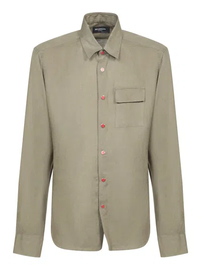 Kiton Olive Green- Brown Linen Overshirt