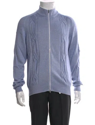 Pre-owned Kiton Open Front Long Sleeve Cardigan W/ Tags In Blue