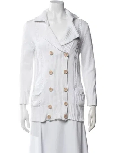Pre-owned Kiton Open Front Sweater In White