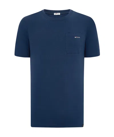 Kiton Open-necked Black Shirt In Blue