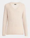 Kiton Openwork Cashmere Knit V-neck Sweater In Neutral