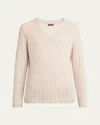 Kiton Openwork Cashmere Knit V-neck Sweater In Neutral