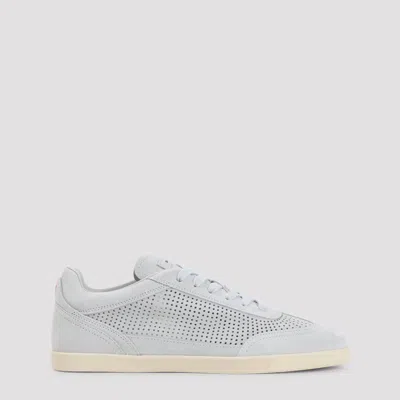 Kiton Openwork Suede Calfskin Sneakers In White