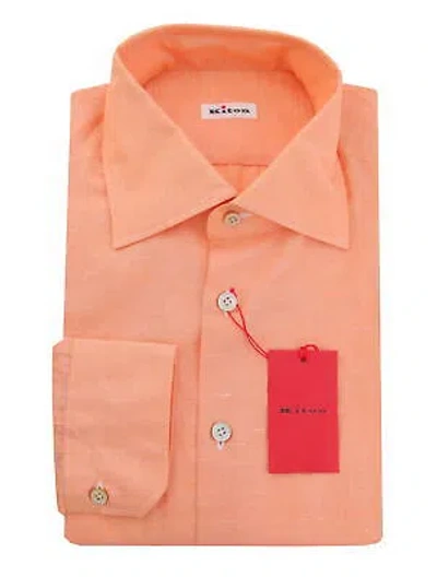 Pre-owned Kiton Orange Solid Cotton Blend Shirt - Slim - 15.75/40 - (kt1228236)