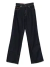 Kiton Orange-stitched Jeans In Blue
