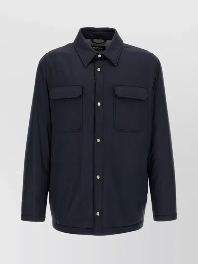 Kiton Overshirt Padded Long Sleeves In Blue