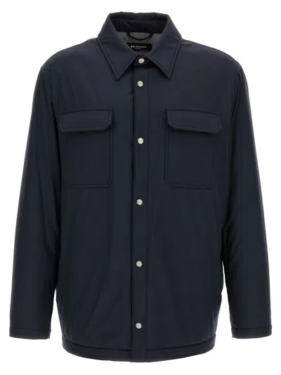 Kiton Overshirt Padded Long Sleeves In Blue