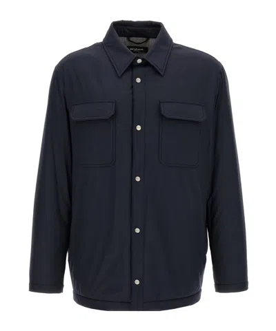 Kiton Overshirt Padded Long Sleeves In Blue