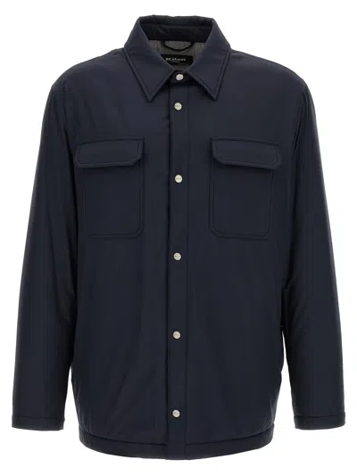 Kiton Overshirt Padded Long Sleeves In Blue