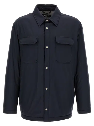 Kiton Overshirt Padded Long Sleeves In Blue