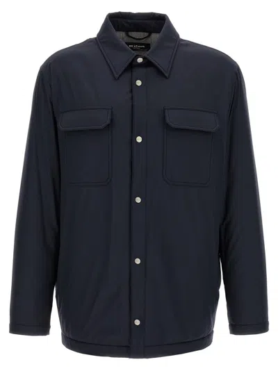 Kiton Overshirt Padded Long Sleeves In Blue