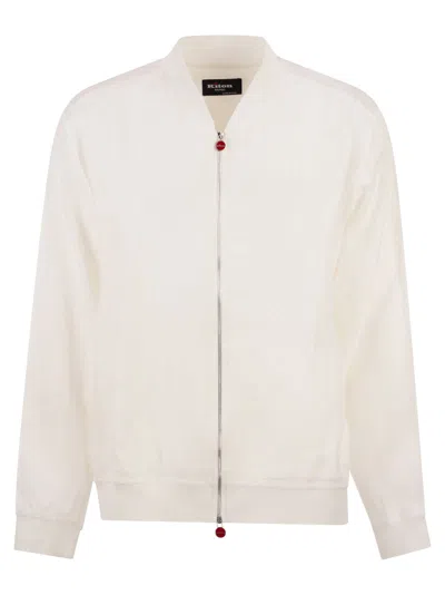 Kiton Pahoa Linen Bomber Jacket In Neutral