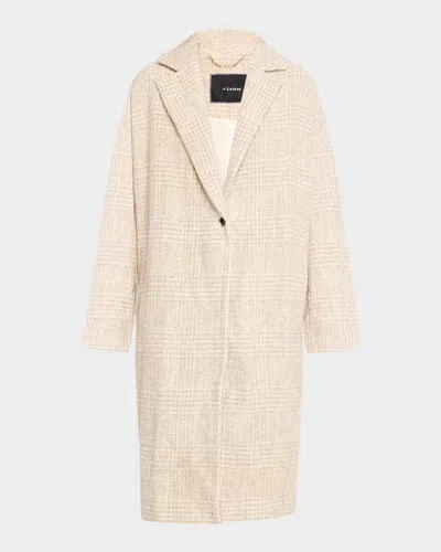 Kiton Paillette Check Tweed Single-breasted Coat In White