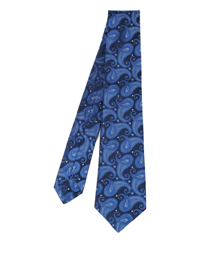 Kiton Paisley-pattern Silk Tie In Blue