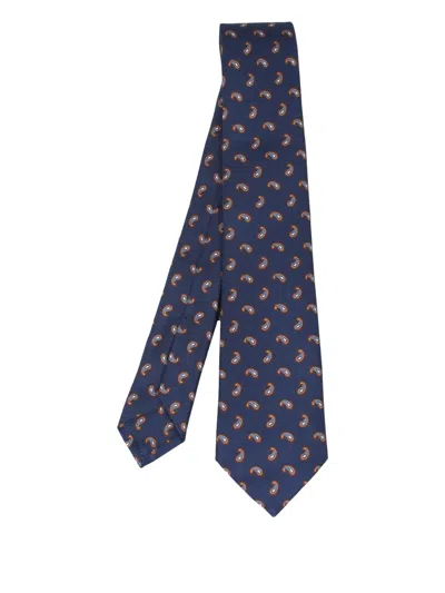Kiton Paisley-pattern Tie In Blue