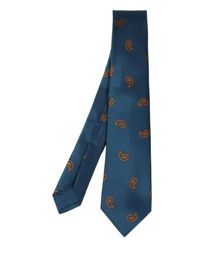 Kiton Paisley-pattern Tie In Blue