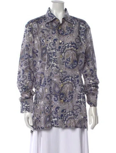 Pre-owned Kiton Paisley Print Long Sleeve Button-up Top In Multicolor