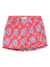 Kiton Red Swim Shorts With Paisley And Mandala Patterns In Red