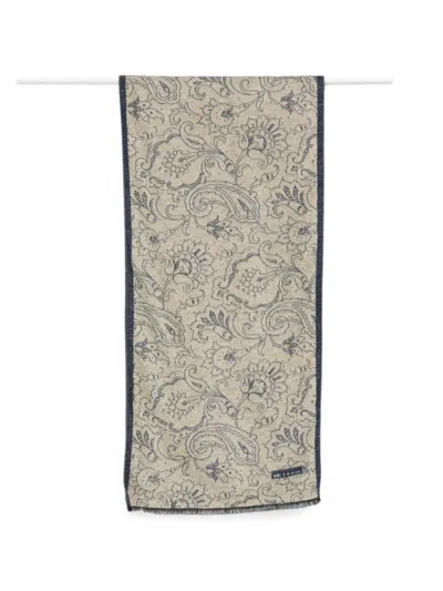 Kiton Paisley-print Frayed Scarf In Yellow