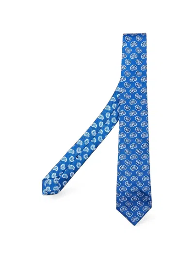 Kiton Paisley-print Silk Tie In Blue