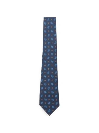 Kiton Paisley-print Tie In Blue