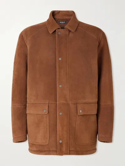 Kiton Panelled Shearling Field Jacket In Brown