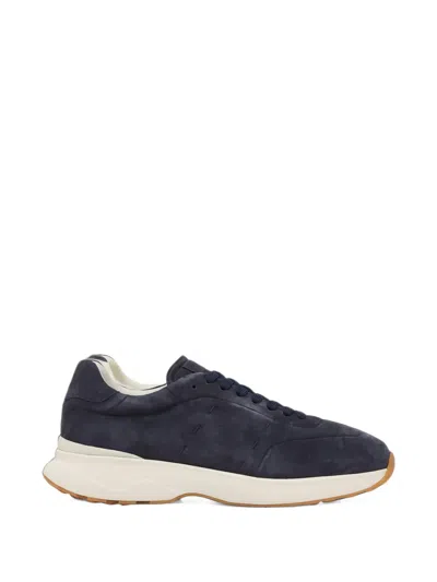 Kiton Panelled Suede Sneakers In Blue