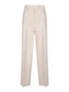 Kiton High-waisted Beige Trousers With Button And Zip Closure In Brown