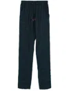 Kiton Trousers With Elastic Waistband And Straight Leg In Blue