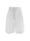 Kiton Embroidered Linen Bermuda Shorts Bermuda And Short White In White