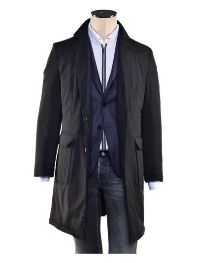 Kiton Patch-pocket Overcoat In Black