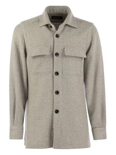 Kiton Patch-pockets Buttoned Cashmere Shirt Jacket In Gray