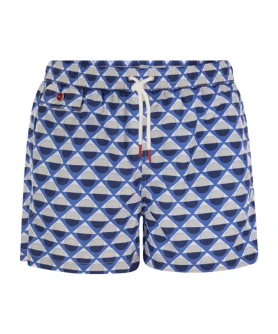 KITON KITON GEOMETRIC PATTERNED DRAWSTRING SWIM SHORTS
