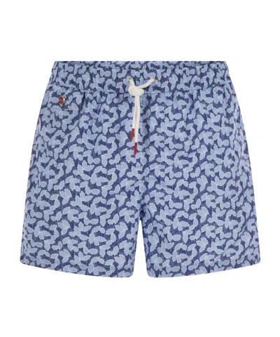 Kiton Pattern Beach Swimming Shorts In Blue