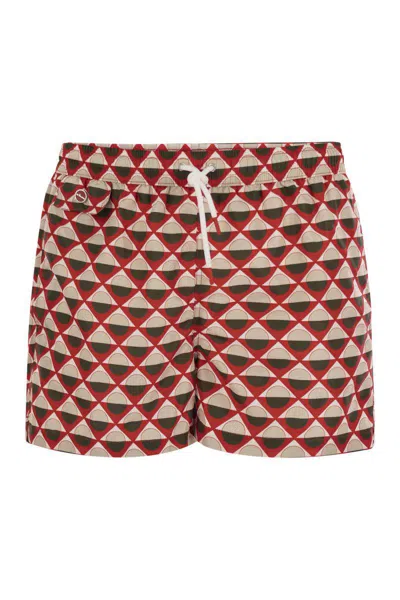 Kiton Patterned Beach Boxers In Red