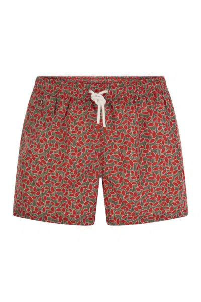 Kiton Patterned Beach Boxers In Red